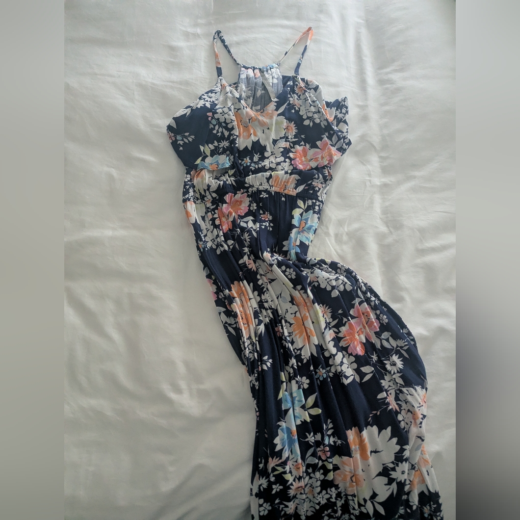 Lc Lauren Conrad Navy Floral Maxi Dress
